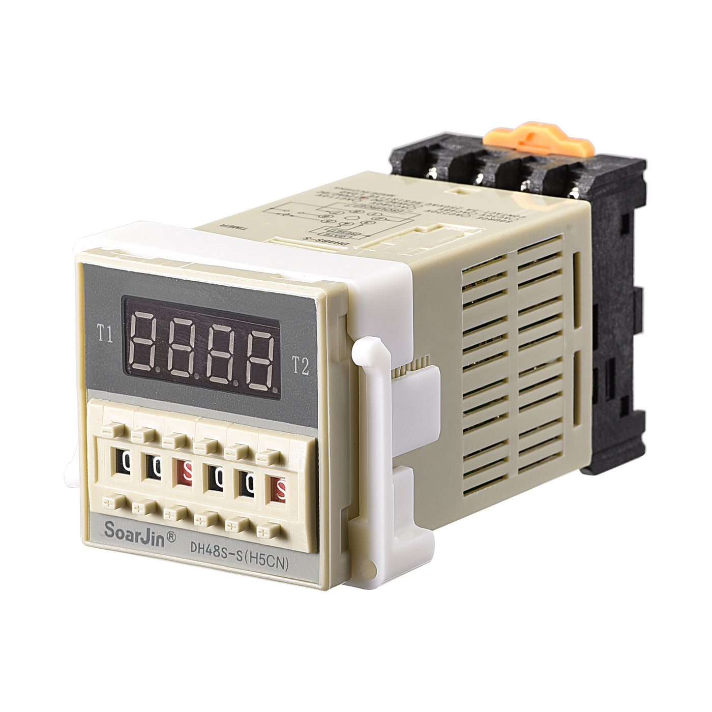 Harfington 12V AC/DC 0.1S-99H Range Adjustable Delay Timer 8 Terminals LED Display Time Relay DH48S-S with Base