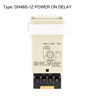 Harfington 12V AC/DC 0.1S-99H99M Range Adjustable Delay Timer 8 Terminals LED Display Time Relay DH48S-1Z with Base