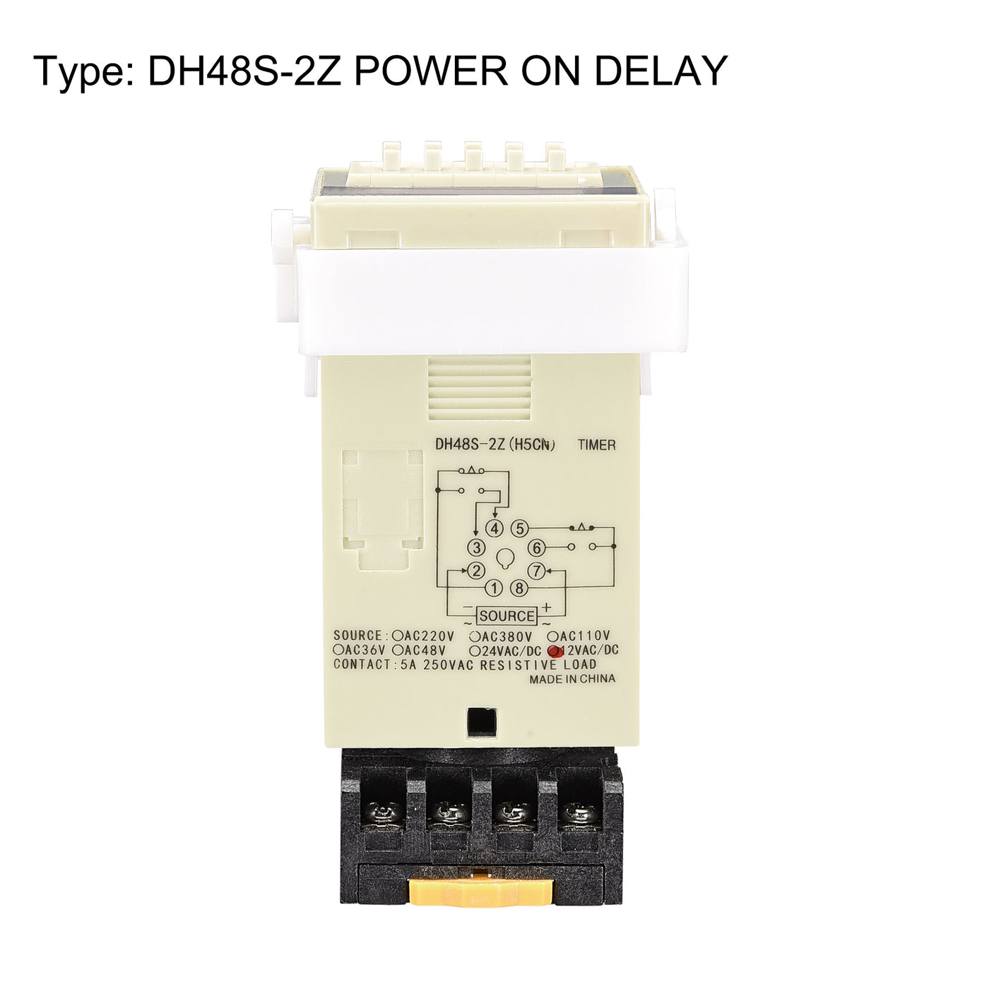 Harfington 12V AC/DC  0.1S-99H99M Range Adjustable Delay Timer 8 Terminals LED Display Time Relay DH48S-2Z with Base