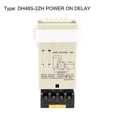 Harfington 12V AC/DC  0.1S-99H99M Range Adjustable Delay Timer 8 Terminals LED Display Time Relay DH48S-2ZH with Base