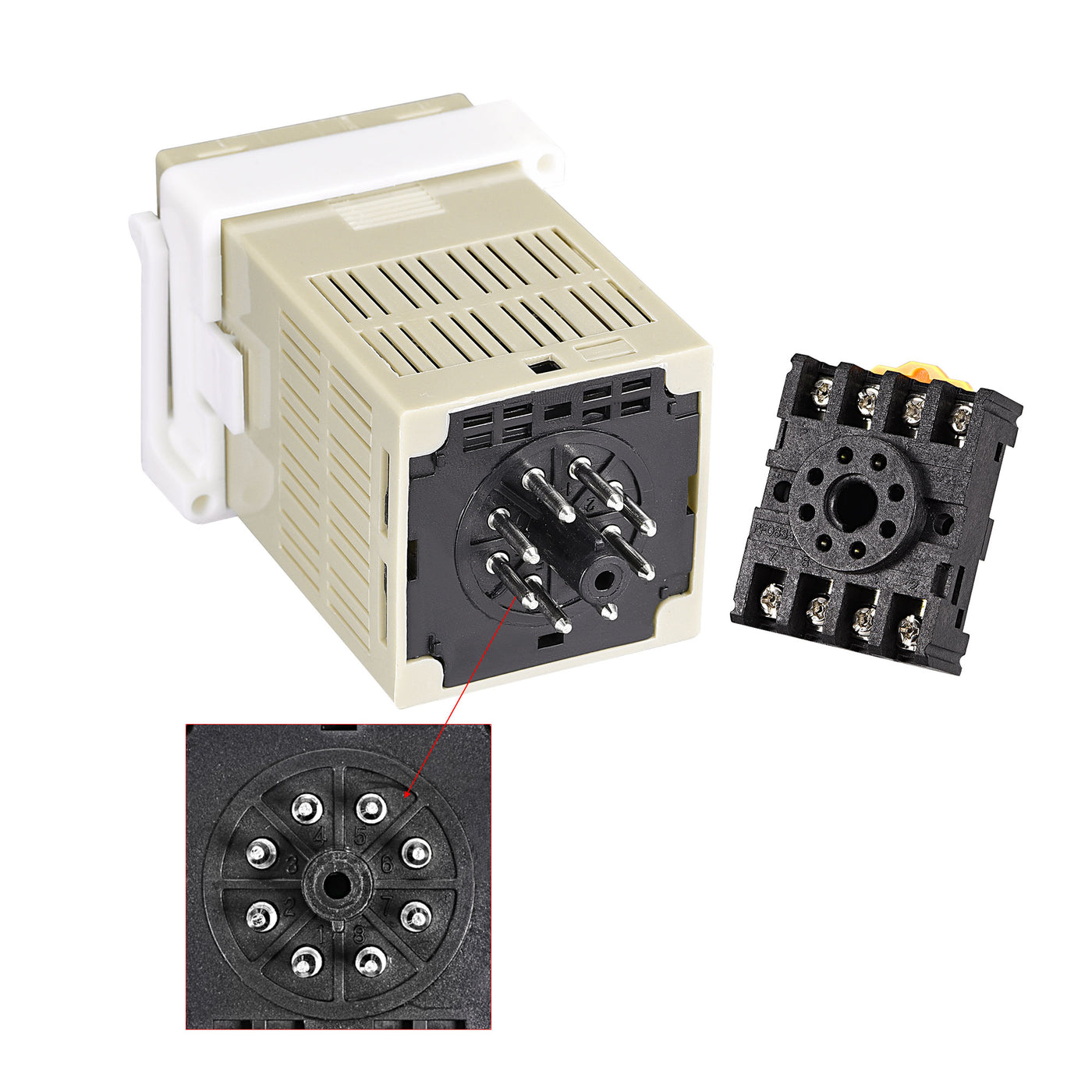 Harfington 12V AC/DC  0.1S-99H99M Range Adjustable Delay Timer 8 Terminals LED Display Time Relay DH48S-2ZH with Base