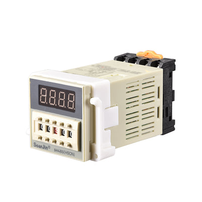 Harfington 12V AC/DC  0.1S-99H99M Range Adjustable Delay Timer 8 Terminals LED Display Time Relay DH48S-2ZH with Base