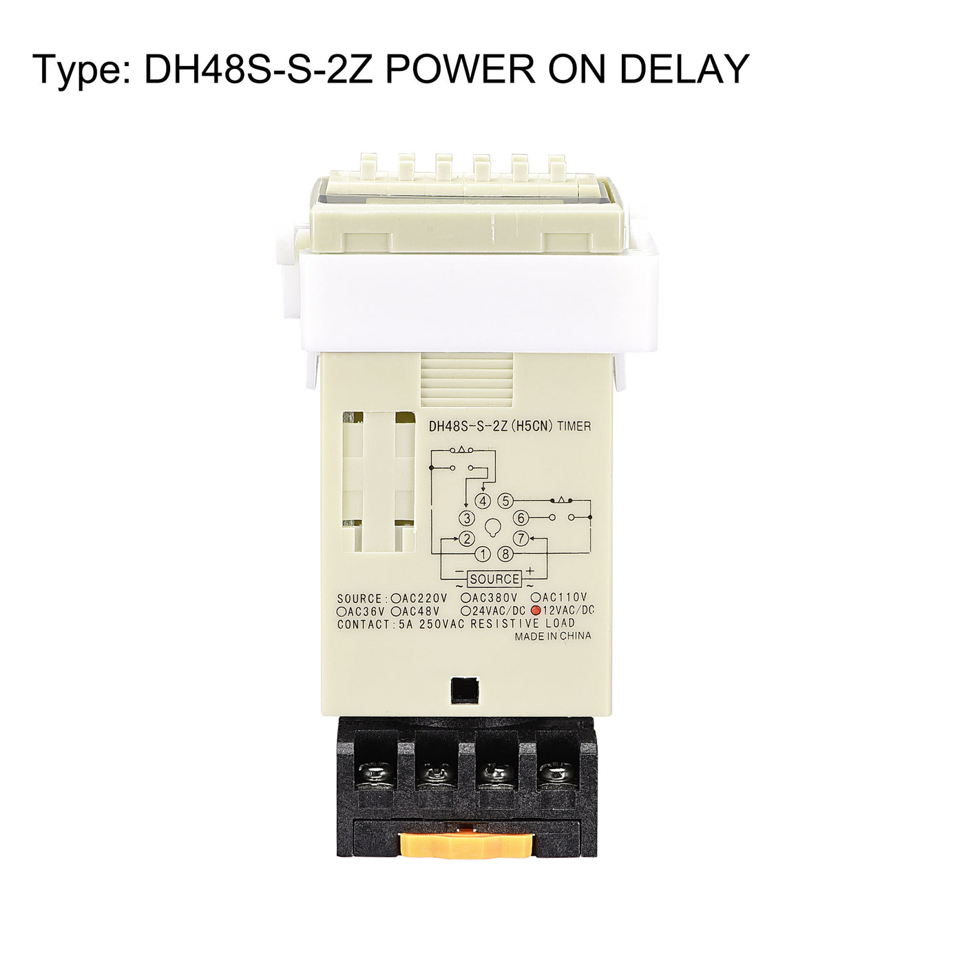 Harfington 12V AC/DC  0.1S-99H Range Adjustable Delay Timer 8 Terminals LED Display Time Relay DH48S-S-2Z with Base