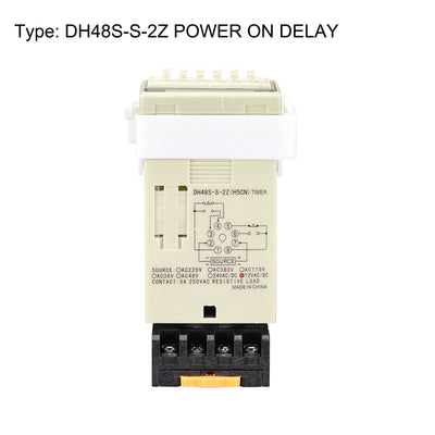 Harfington 12V AC/DC  0.1S-99H Range Adjustable Delay Timer 8 Terminals LED Display Time Relay DH48S-S-2Z with Base