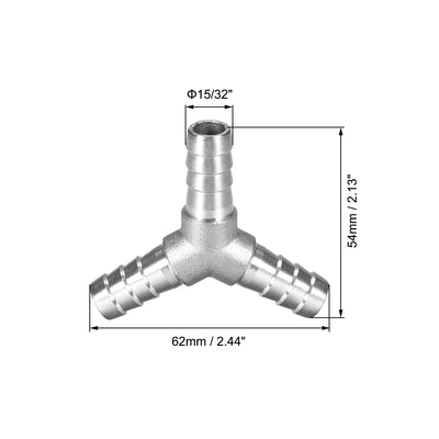 Harfington 15/32-Inch (12mm) Hose ID Barb Fitting Stainless Steel 3 Way Y Shaped Union Home Brew Fitting