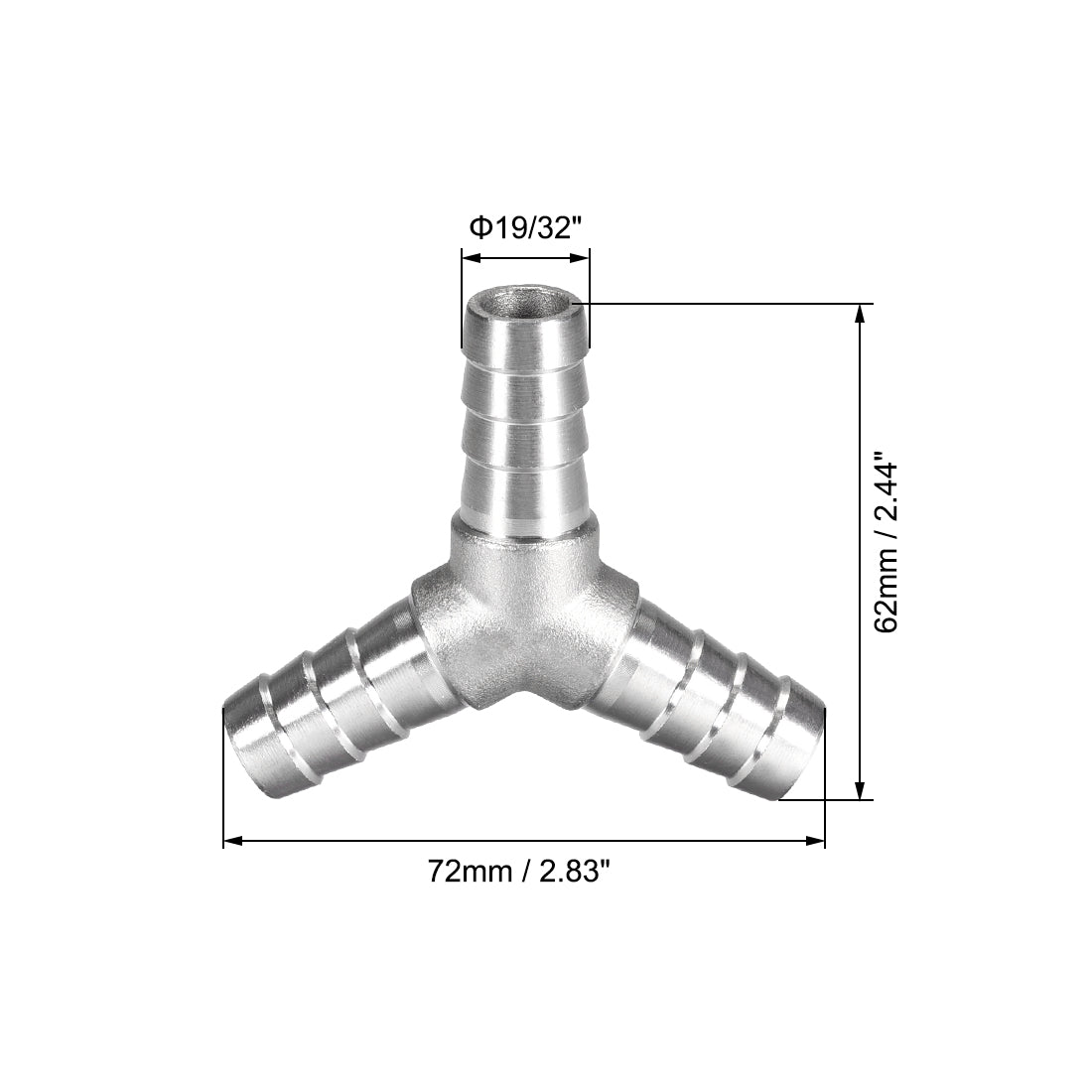 Harfington 19/32-Inch (15mm) Hose ID Barb Fitting Stainless Steel 3 Way Y Shaped Union Home Brew Fitting