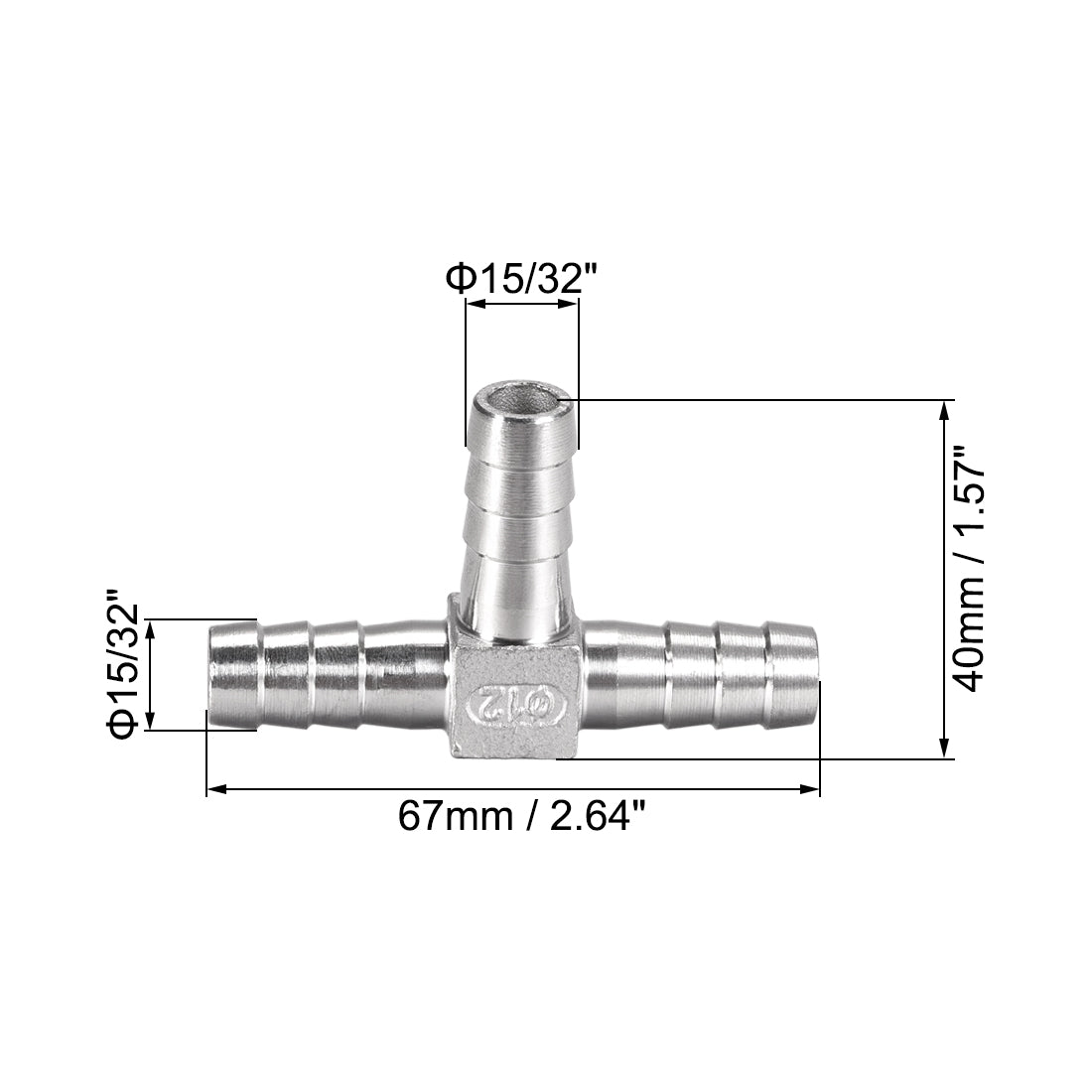 Harfington 15/32-Inch (12mm) Hose ID Barb Fitting Stainless Steel 3 Way T-Shaped Union Home Brew Fitting 2pcs