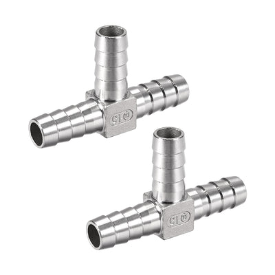 Harfington 19/32-Inch (15mm) Hose ID Barb Fitting Stainless Steel 3 Way T-Shaped Union Home Brew Fitting 2pcs