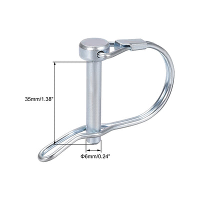 Harfington Shaft Locking Pin w Ear 6mmx35mm Coupler Pin for Farm Trailers Lawn Arch 3Pcs