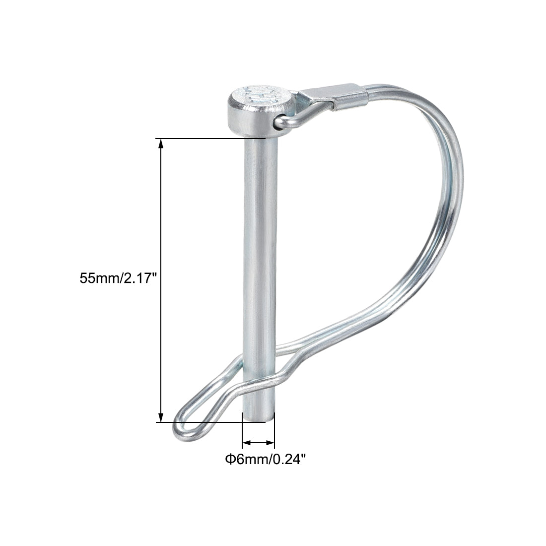 Harfington Shaft Locking Pin w Ear 6mmx55mm Coupler Pin for Farm Trailers Lawn Arch