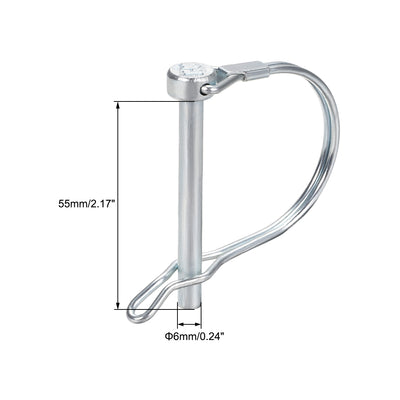 Harfington Shaft Locking Pin w Ear 6mmx55mm Coupler Pin for Farm Trailers Lawn Arch 3Pcs