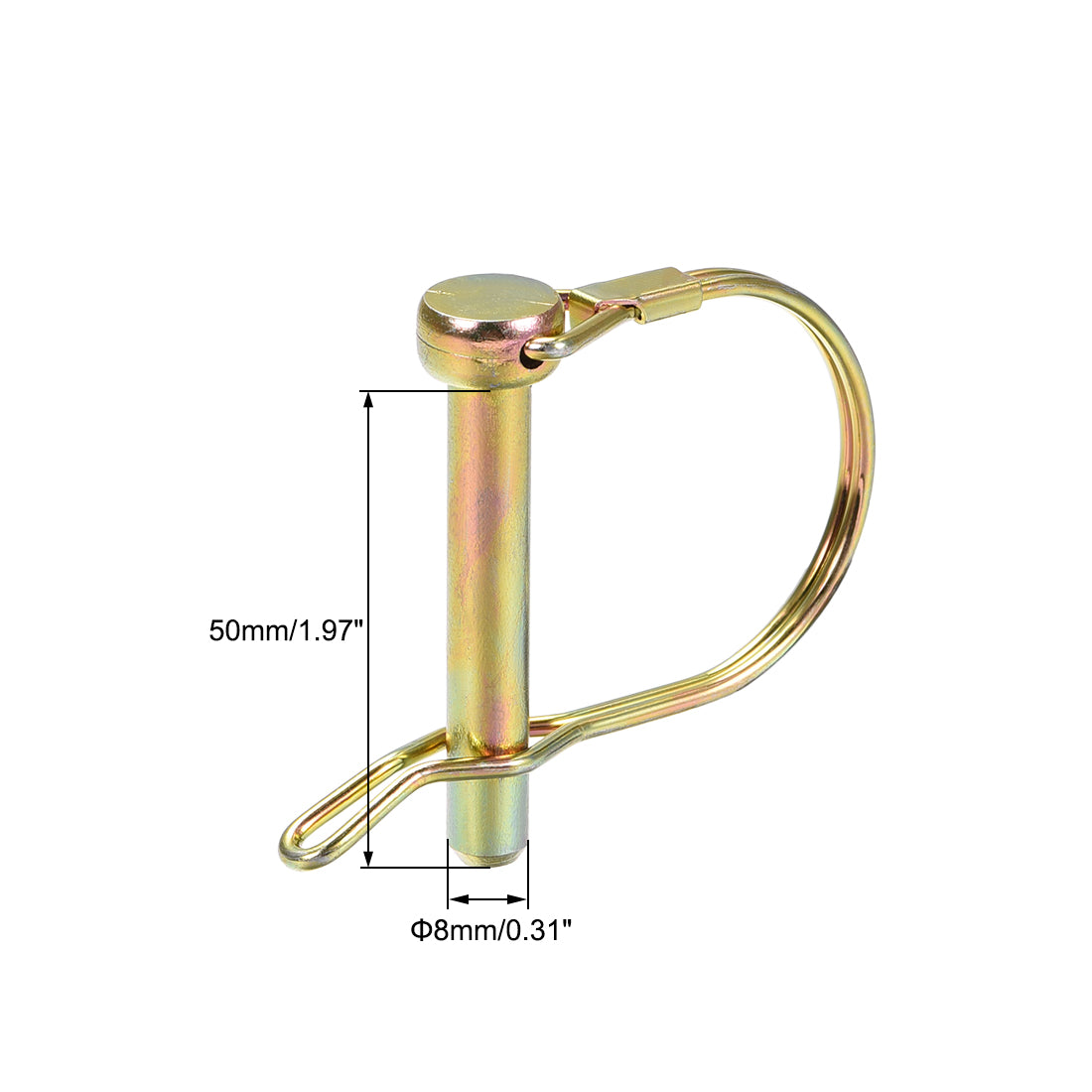 Harfington Shaft Locking Pin w Ear 8mmx50mm Coupler Pin for Farm Trailers Lawn Arch