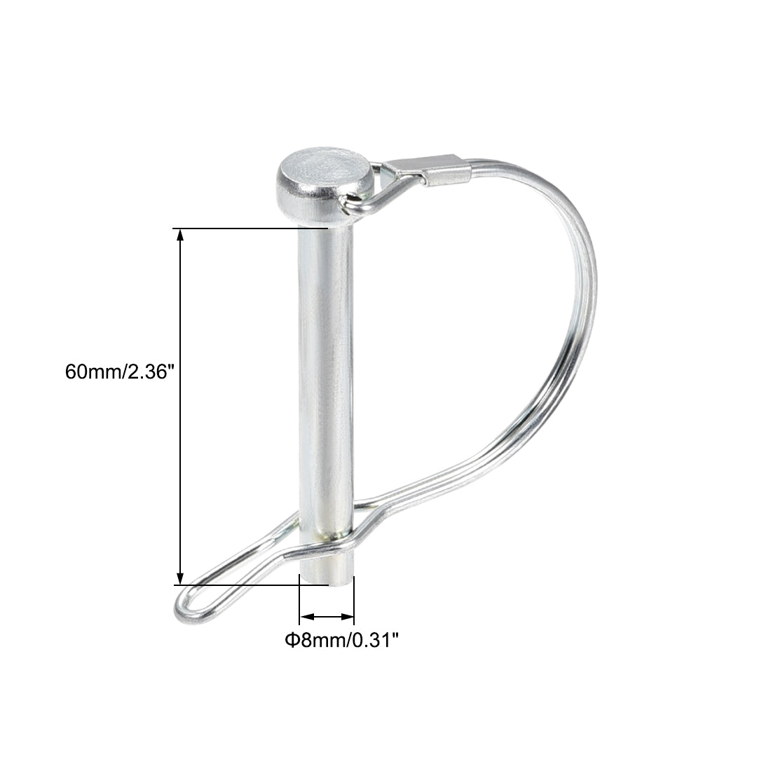 Harfington Shaft Locking Pin w Ear 8mmx60mm Coupler Pin for Farm Trailers Lawn Arch 5Pcs