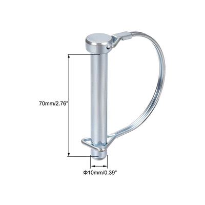 Harfington Shaft Locking Pin 10mmx70mm Coupler Pin for Farm Trailers Lawn Arch