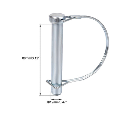 Harfington Shaft Locking Pin 12mmx80mm Coupler Pin for Farm Trailers Lawn Arch