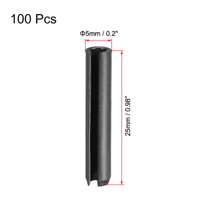 Harfington Slotted Spring Pin - Plain Finish 65Mn Roll Assortment Kit 100Pcs