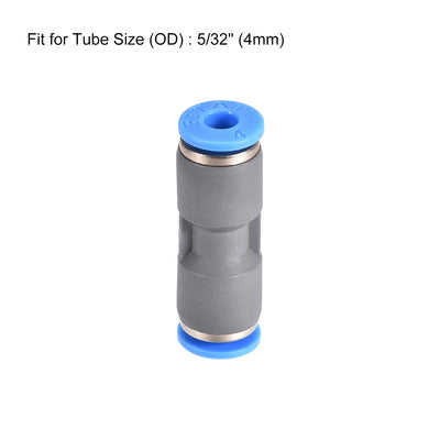 Harfington Straight Push Connectors Quick Release Pneumatic Connector Plastic Union Pipe Tube Fitting Grey 10Pcs