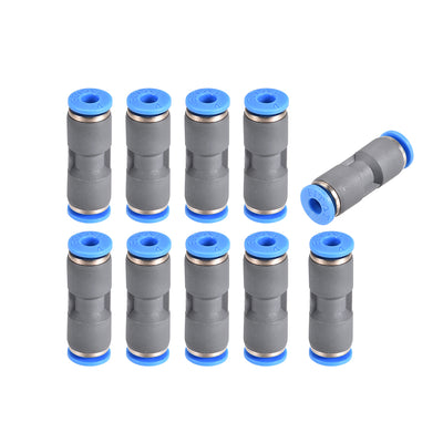 Harfington Straight Push Connectors Quick Release Pneumatic Connector Plastic Union Pipe Tube Fitting Grey 10Pcs
