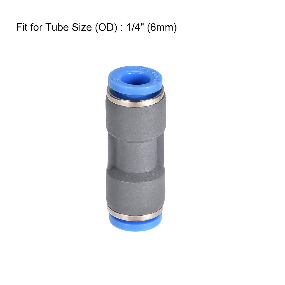 Harfington Straight Push Connectors Quick Release Pneumatic Connector Plastic Union Pipe Tube Fitting Grey 5Pcs
