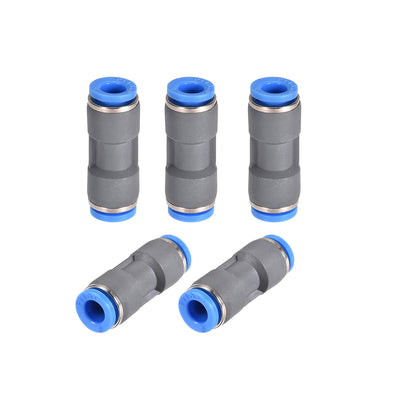 Harfington Straight Push Connectors Quick Release Pneumatic Connector Plastic Union Pipe Tube Fitting Grey 5Pcs
