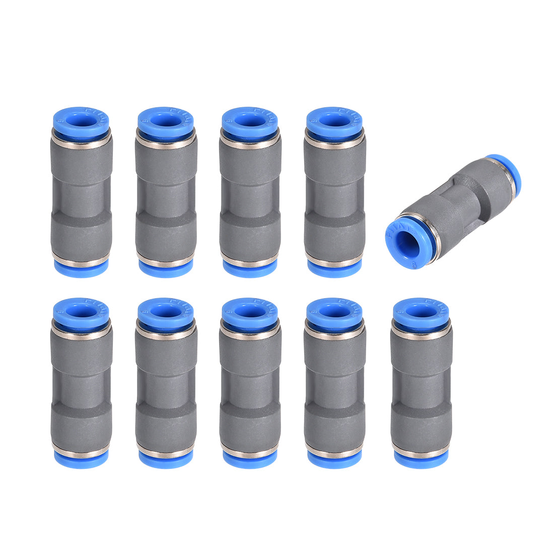 Harfington Straight Push Connectors Quick Release Pneumatic Connector Plastic Union Pipe Tube Fitting Grey 10Pcs