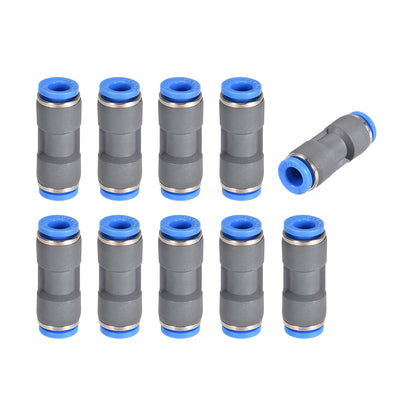 Harfington Straight Push Connectors Quick Release Pneumatic Connector Plastic Union Pipe Tube Fitting Grey 10Pcs