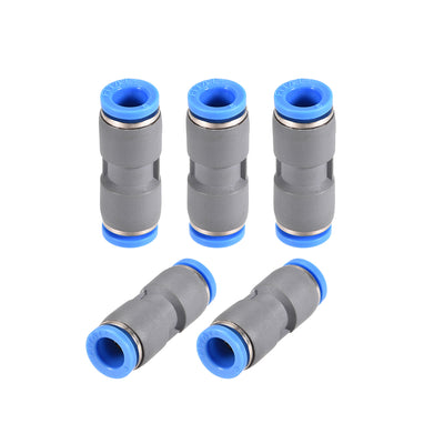 Harfington Straight Push Connectors Quick Release Pneumatic Connector Plastic Union Pipe Tube Fitting Grey 5Pcs
