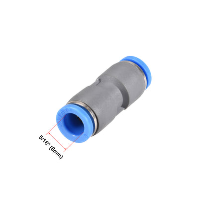 Harfington Straight Push Connectors Quick Release Pneumatic Connector Plastic Union Pipe Tube Fitting Grey 10Pcs