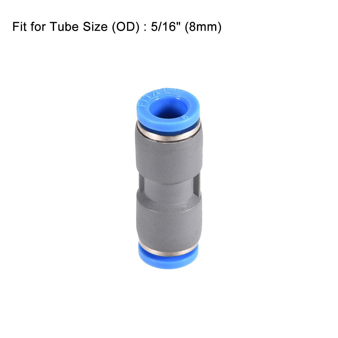 Harfington Straight Push Connectors Quick Release Pneumatic Connector Plastic Union Pipe Tube Fitting Grey 10Pcs