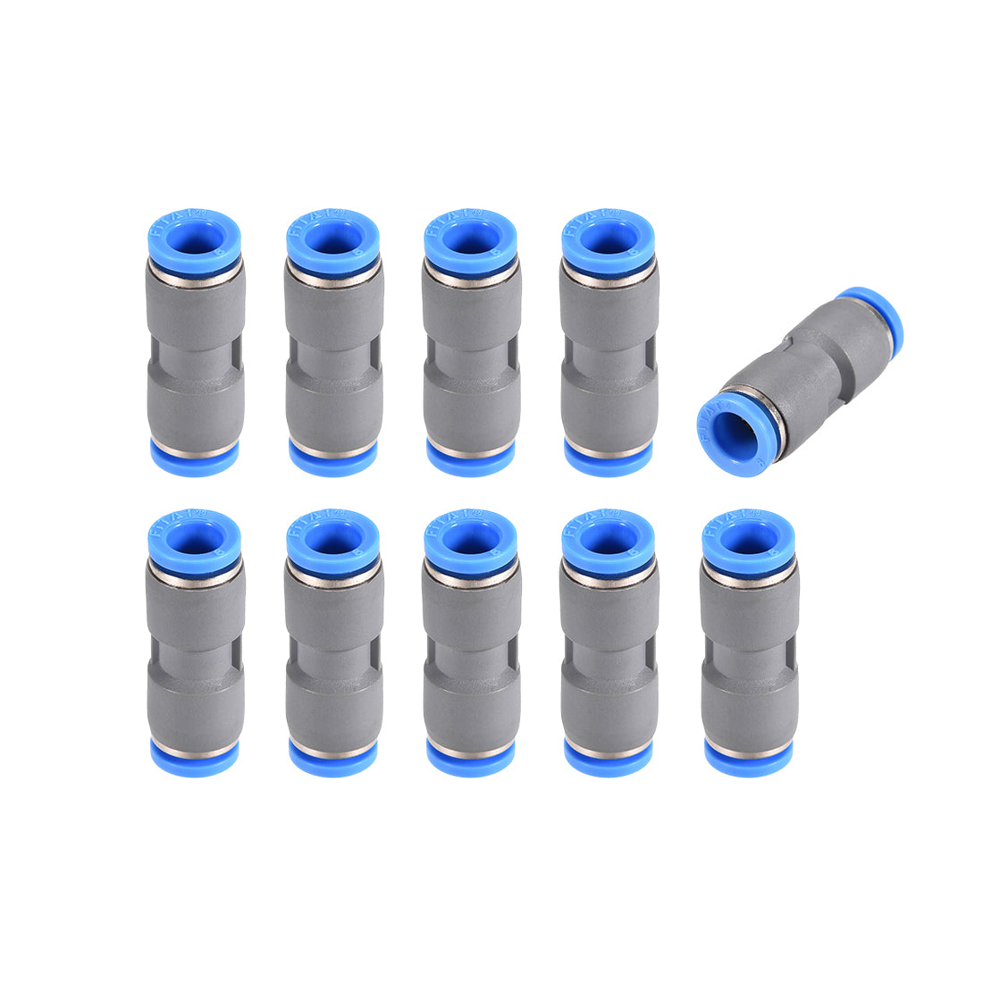 Harfington Straight Push Connectors Quick Release Pneumatic Connector Plastic Union Pipe Tube Fitting Grey 10Pcs
