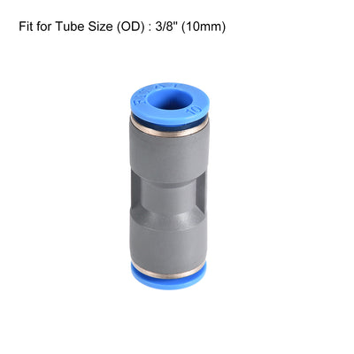 Harfington Straight Push Connectors Quick Release Pneumatic Connector Plastic Union Pipe Tube Fitting Grey 5Pcs