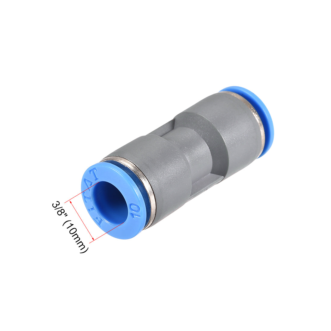 Harfington Straight Push Connectors Quick Release Pneumatic Connector Plastic Union Pipe Tube Fitting Grey 10Pcs