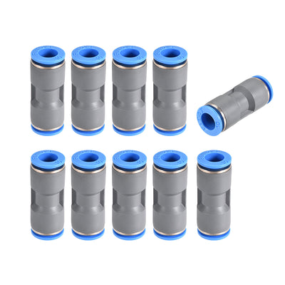 Harfington Straight Push Connectors Quick Release Pneumatic Connector Plastic Union Pipe Tube Fitting Grey 10Pcs