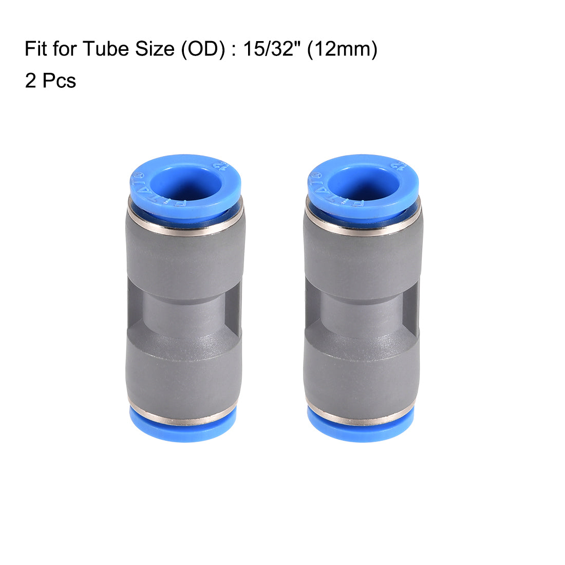 Harfington Straight Push Connectors Quick Release Pneumatic Connector Plastic Union Pipe Tube Fitting Grey 5Pcs