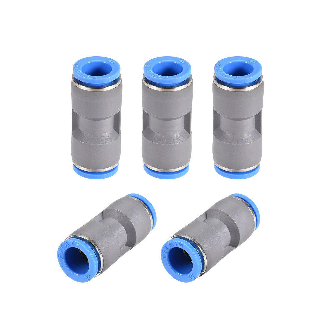 Harfington Straight Push Connectors Quick Release Pneumatic Connector Plastic Union Pipe Tube Fitting Grey 5Pcs