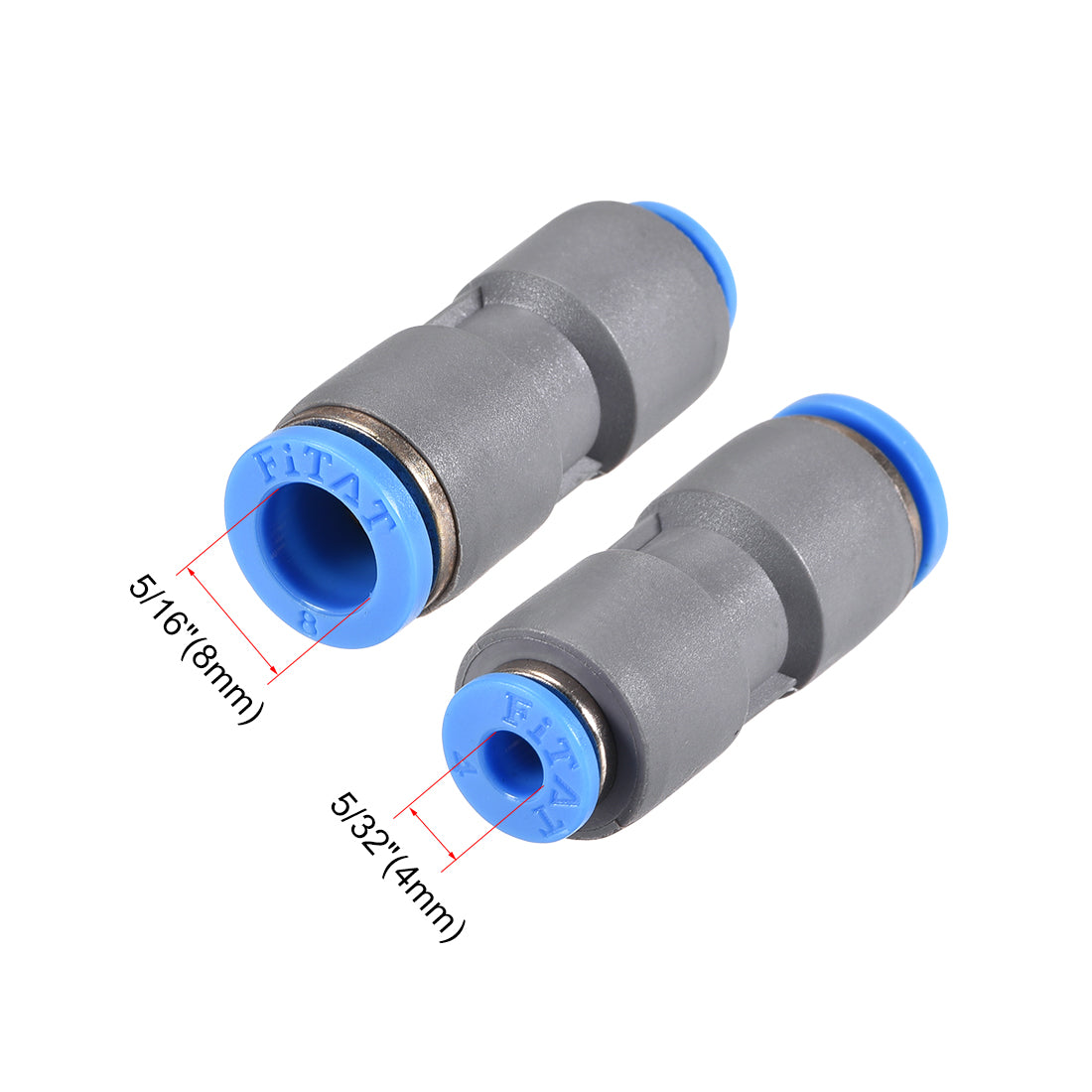 Harfington Straight Push to Connector Reducer Fitting Quick Release Pneumatic Connector Plastic Union Pipe Tube Fitting Grey 2Pcs