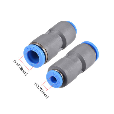 Harfington Straight Push to Connector Reducer Fitting Quick Release Pneumatic Connector Plastic Union Pipe Tube Fitting Grey 2Pcs