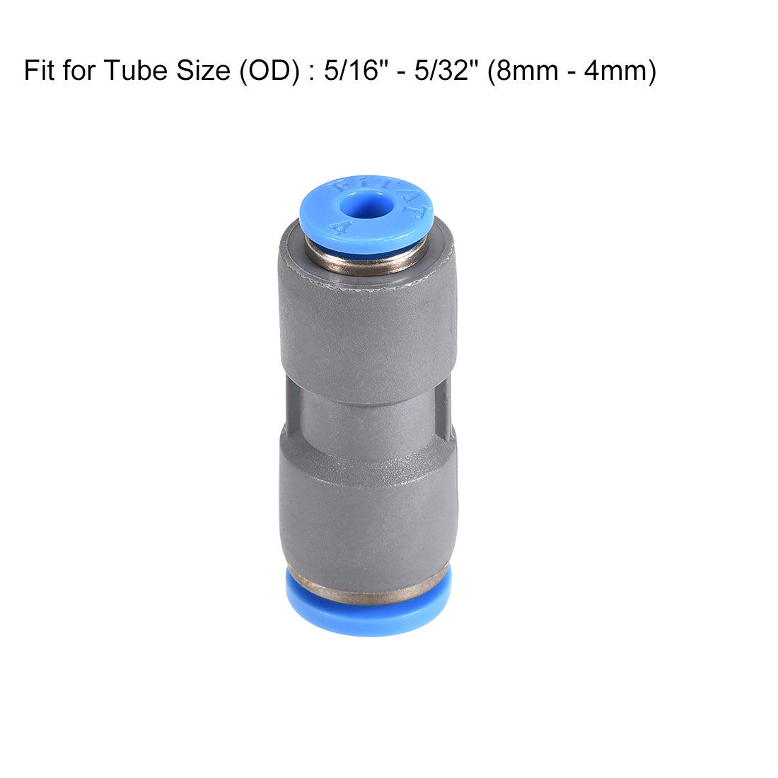 Harfington Straight Push to Connector Reducer Fitting Quick Release Pneumatic Connector Plastic Union Pipe Tube Fitting Grey 2Pcs
