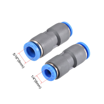 Harfington Straight Push to Connector Reducer Fitting Quick Release Pneumatic Connector Plastic Union Pipe Tube Fitting Grey 2Pcs