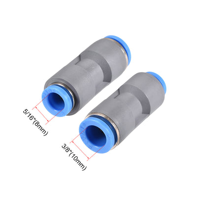 Harfington Straight Push to Connector Reducer Fitting Quick Release Pneumatic Connector Plastic Union Pipe Tube Fitting Grey 2Pcs