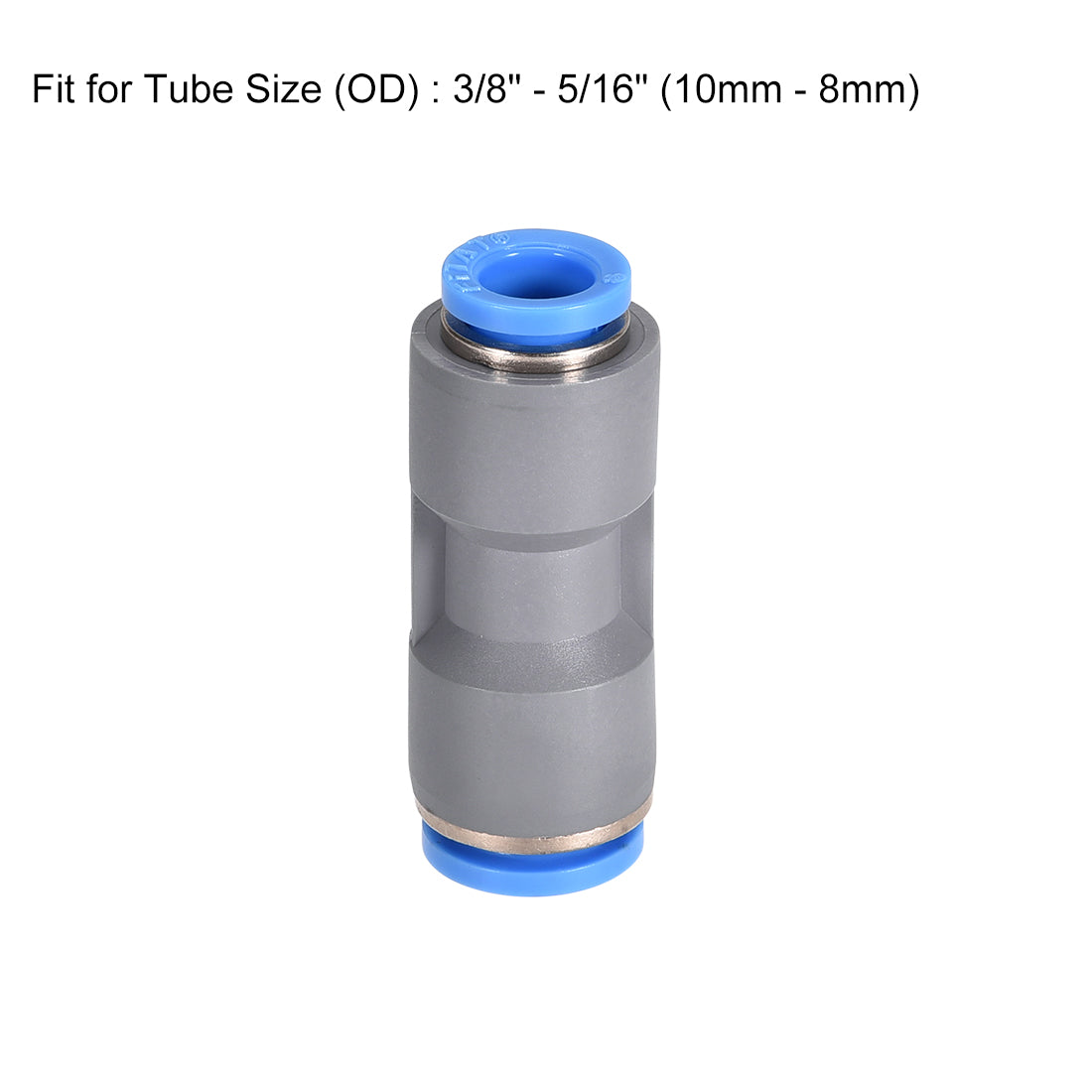 Harfington Straight Push to Connector Reducer Fitting Quick Release Pneumatic Connector Plastic Union Pipe Tube Fitting Grey 2Pcs
