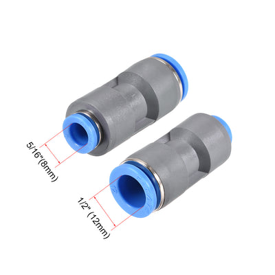 Harfington Straight Push to Connector Reducer Fitting Quick Release Pneumatic Connector Plastic Union Pipe Tube Fitting Grey 2Pcs
