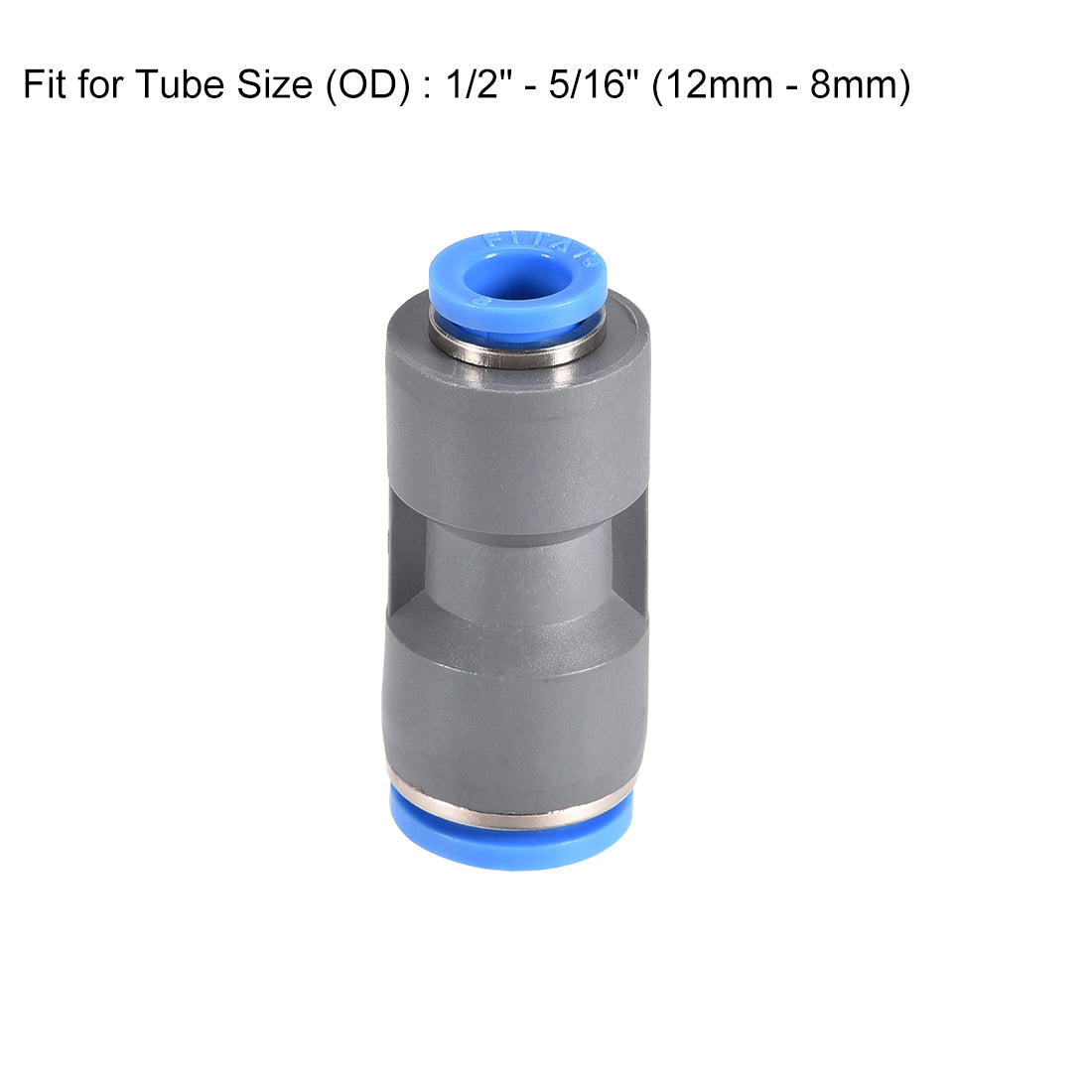 Harfington Straight Push to Connector Reducer Fitting Quick Release Pneumatic Connector Plastic Union Pipe Tube Fitting Grey 2Pcs