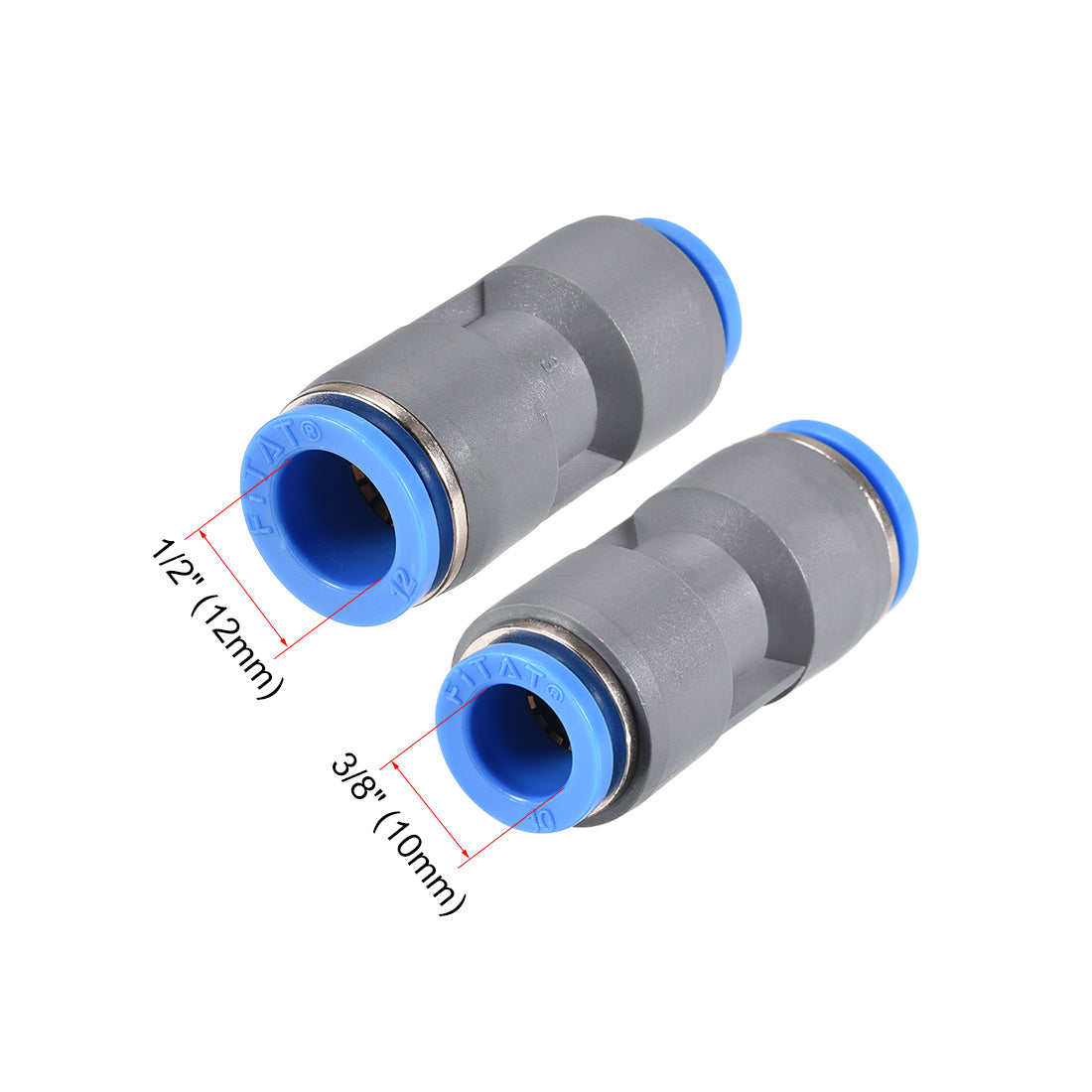 Harfington Straight Push to Connector Reducer Fitting Quick Release Pneumatic Connector Plastic Union Pipe Tube Fitting Grey 2Pcs