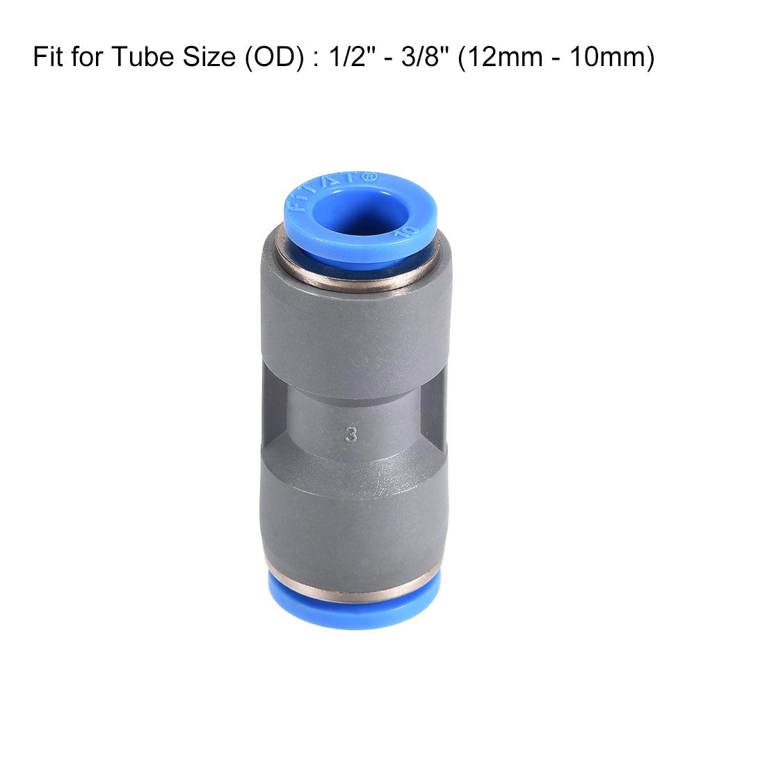 Harfington Straight Push to Connector Reducer Fitting Quick Release Pneumatic Connector Plastic Union Pipe Tube Fitting Grey 2Pcs