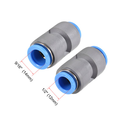 Harfington Straight Push to Connector Reducer Fitting Quick Release Pneumatic Connector Plastic Union Pipe Tube Fitting Grey 2Pcs