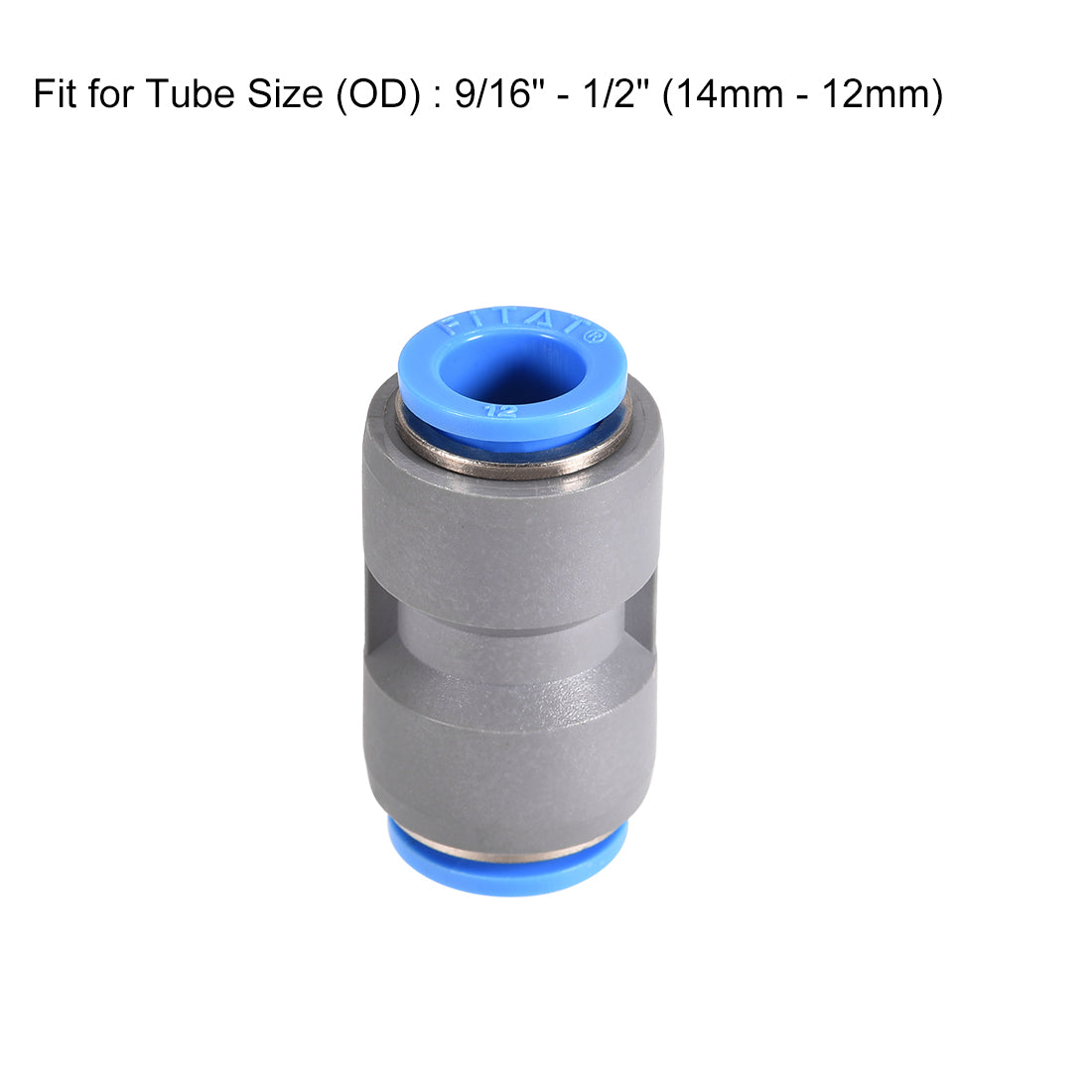 Harfington Straight Push to Connector Reducer Fitting Quick Release Pneumatic Connector Plastic Union Pipe Tube Fitting Grey 2Pcs