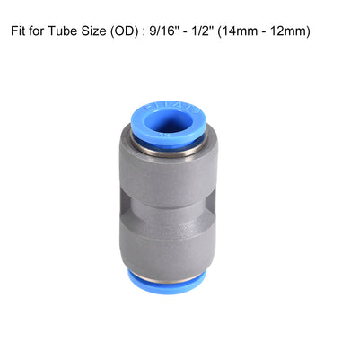 Harfington Straight Push to Connector Reducer Fitting Quick Release Pneumatic Connector Plastic Union Pipe Tube Fitting Grey 2Pcs