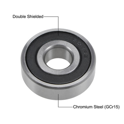 Harfington Deep Groove Ball Bearings Metric Double Seal Chrome Steel ABEC1 Z2
