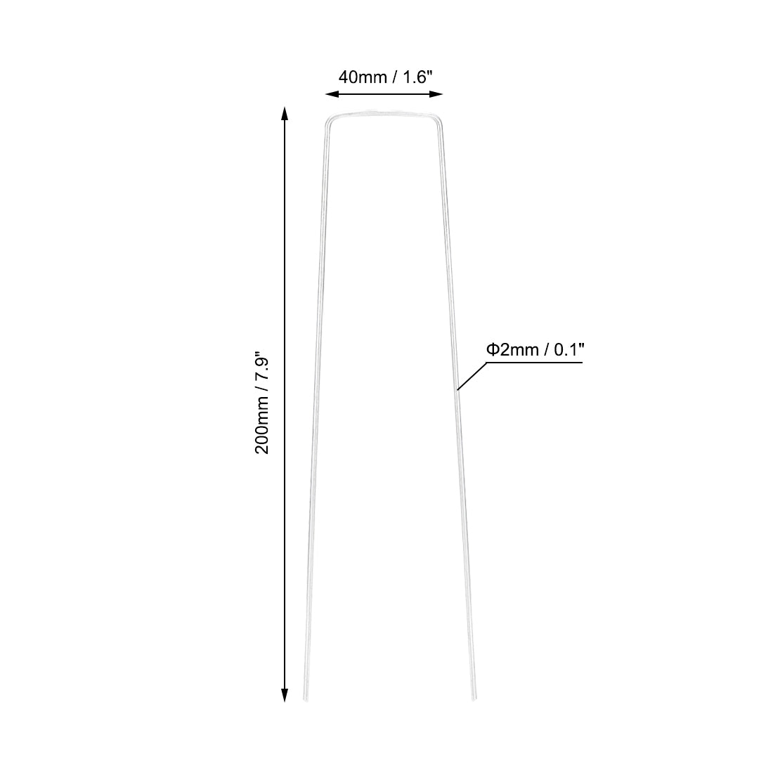 Harfington U-Shaped Garden Staples Pegs Ground U Pins 200mm 7.9-inch 2mm Dia Square 30pcs